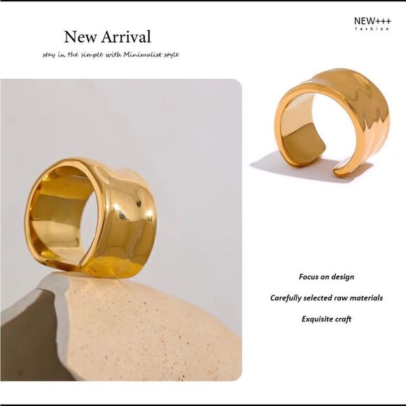 #12 NEW Unique Hammered Gold Chunky Ring - Picture 3 of 11